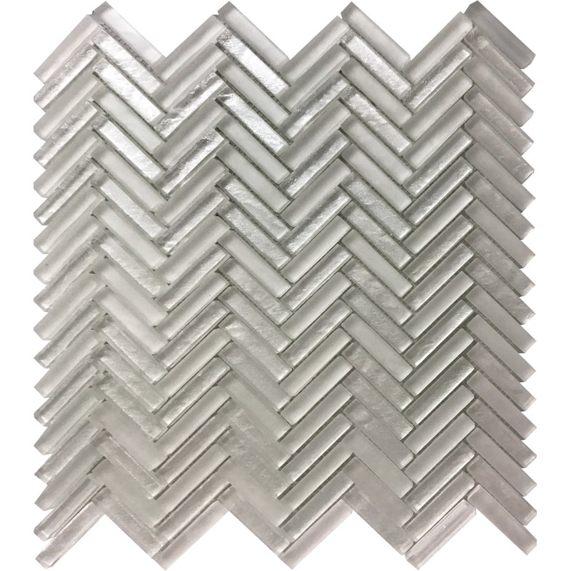 Tile Club HERRINGBONE WHITE GLASS TILE Wayfair